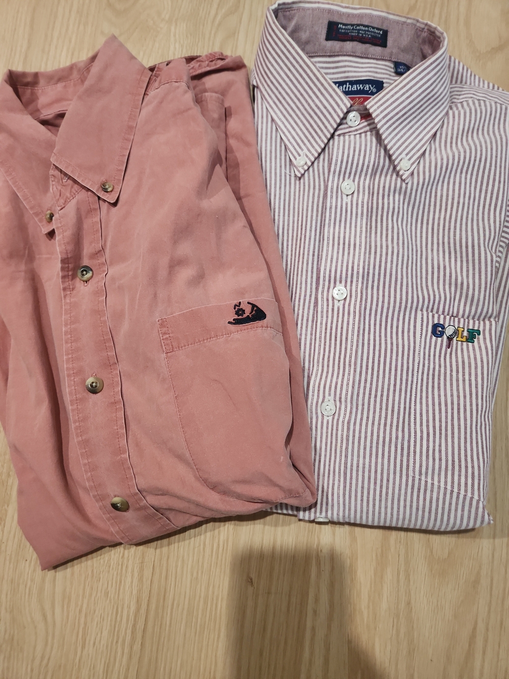 Mens Button-Down Cotton Shirts Size Lg.Hathaway&Murray'sLogo Pockets
